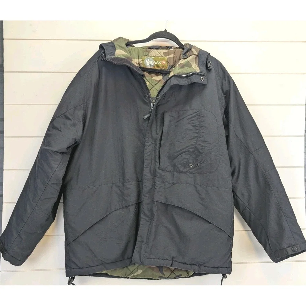 Spiewak Jacket Men Large Black Hooded Camo‎ Lined Gorpcore Utility Tactical Warm